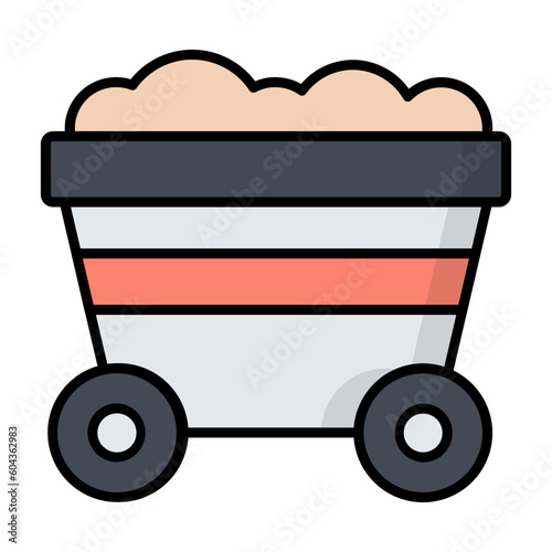 Coal Cart Line Color Icon