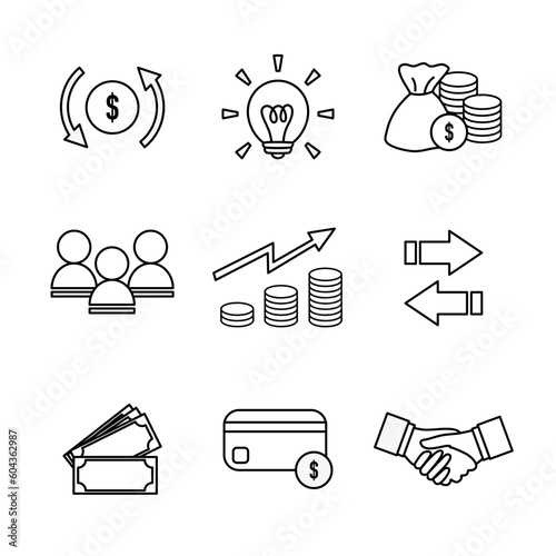 bundle of finance set icons vector illustration designicon line. For stock business and infographic design.