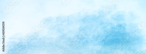 clouds smoke flora light sky blue shadowed watercolor backdrop. Watercolor paper texture canvas for vintage text design, retro ovation cards, and templates. Handmade illustration in aquamarine color  