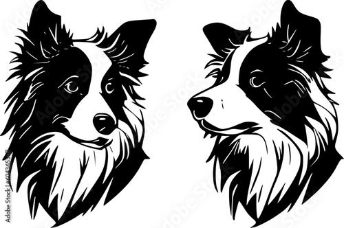 Border Collie - Black and White Isolated Icon - Vector illustration
