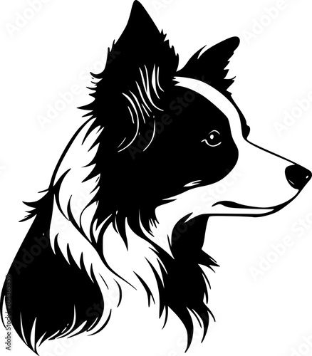 Border Collie - Black and White Isolated Icon - Vector illustration