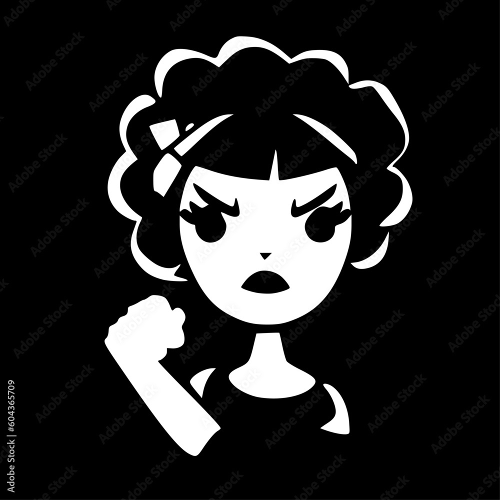Girl Power | Black and White Vector illustration Girl Power | Black and White Vector illustration