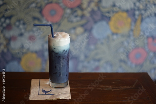 A strange color iced coffee