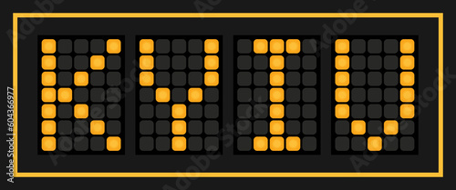Orange color led banner in word kyiv on black background