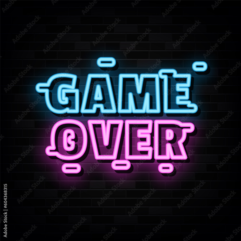 Game Over Neon Signs Vector Design Template Neon Style Game Over Neon Signs Vector Design Template Neon Style