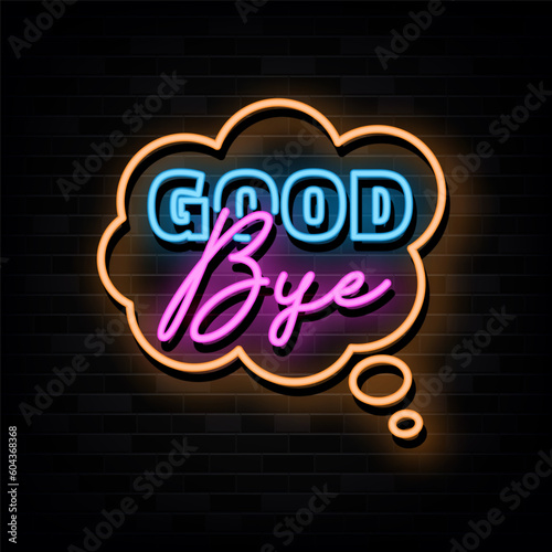 Good Bye Neon Signs Vector Design Template Neon Style