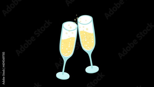 Two champagne glasses, Animation on transparent background. JWP_Icons #56