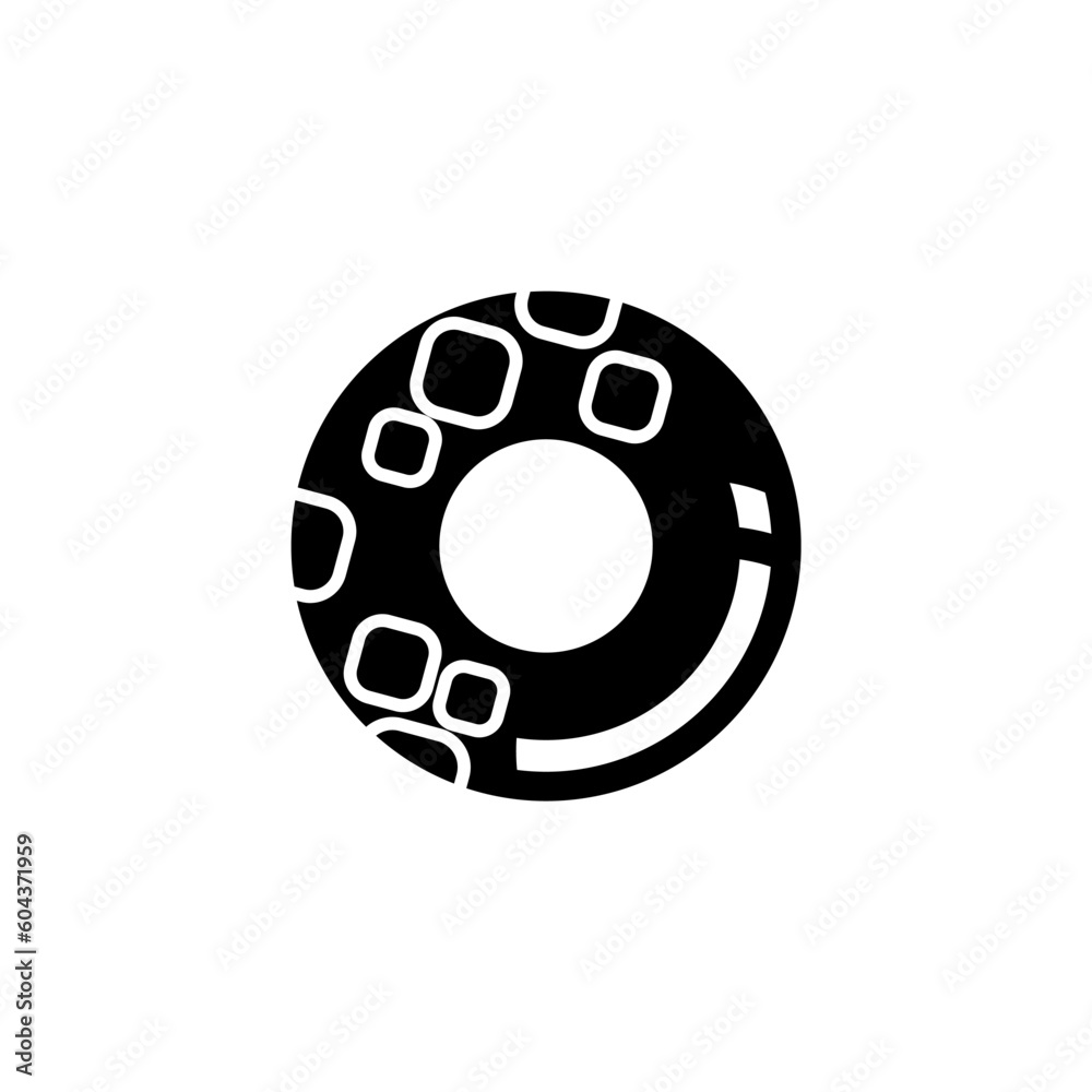 Summer swimming ring black fill icon. Rubber inflatable swimming ring symbol vector illustration in trendy style. Editable graphic resources for many purposes.
