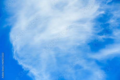 View of cirrus cloudscape with deep blue sky