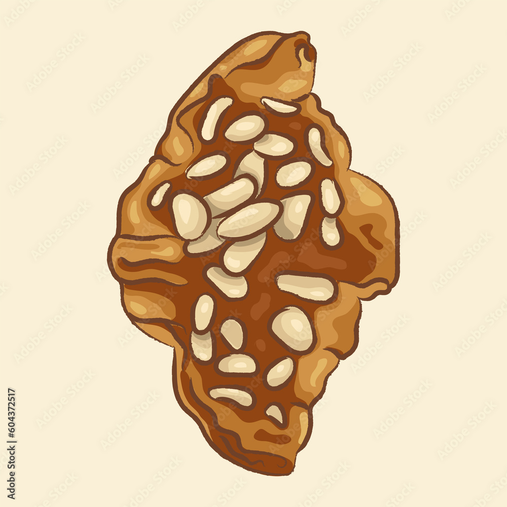 Almond croissant from puff pastry. Almond croissant from puff pastry.