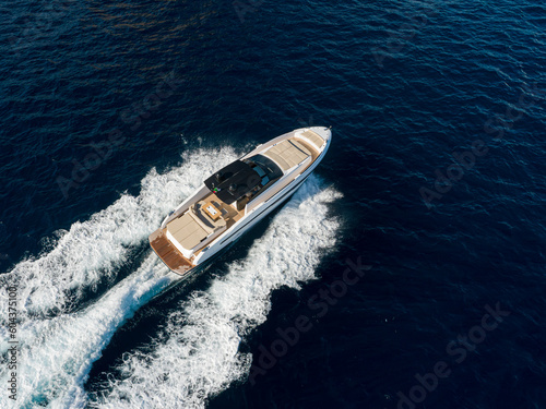 Aerial view of a luxury yacht in the mediterranean sea. napoli coast © Andrea