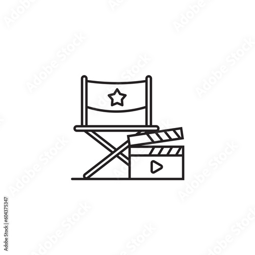 director chair icon movie and film maker camera icon symbol on white background for web app banner logo design - SVG File