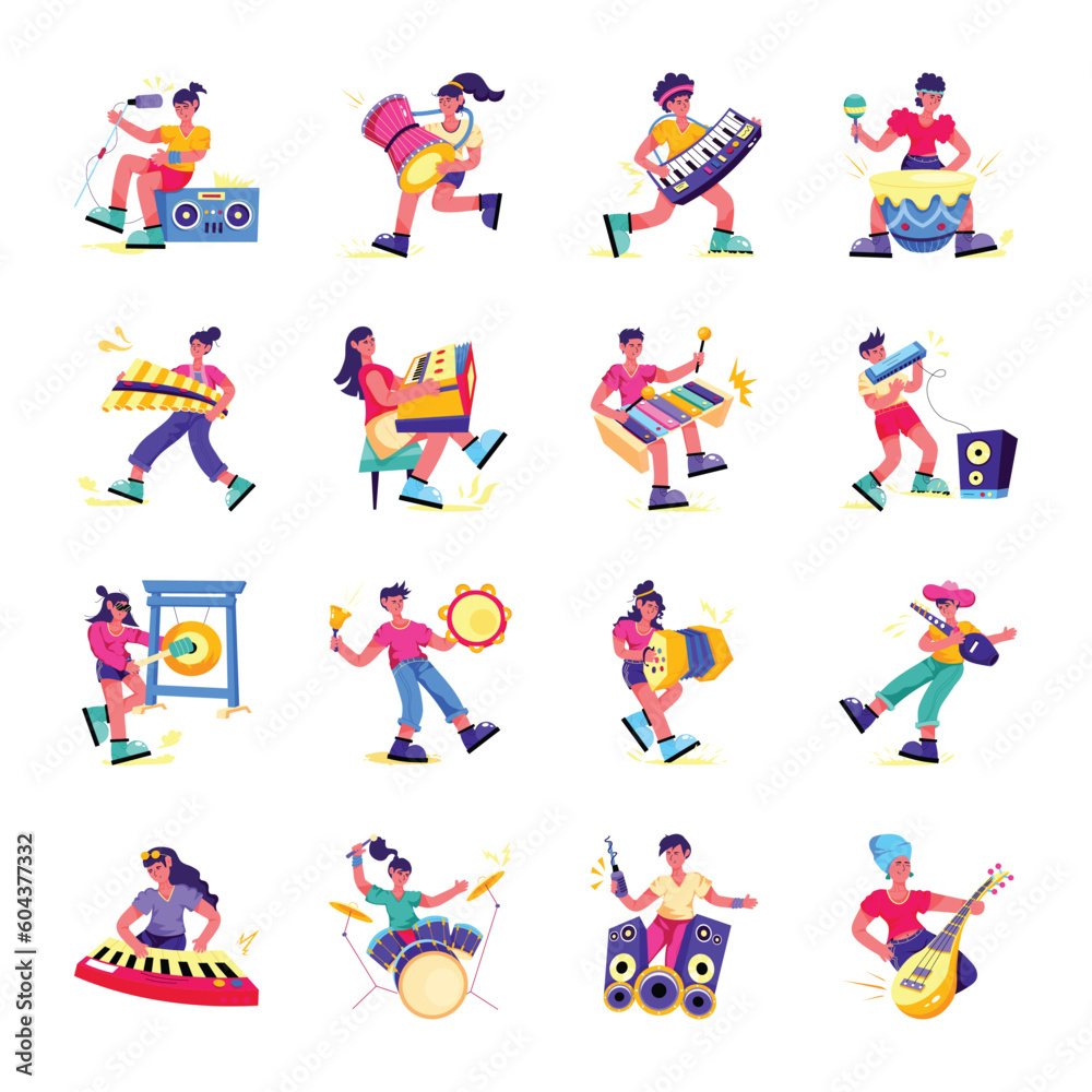 Collection of Instrument Players Flat Illustrations
Collection of Instrument Players Flat Illustrations