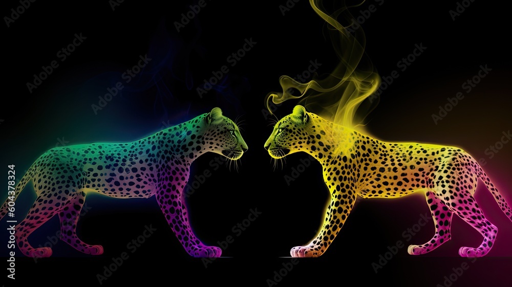 Obraz premium colored smoke motif animal