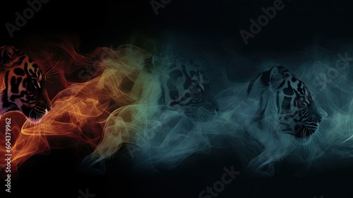 colored smoke motif animals