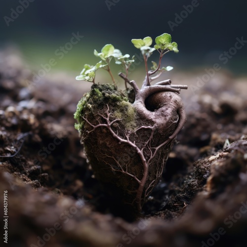 A Seed of Faith Budding in a Heart of Soil; by Generative AI photo