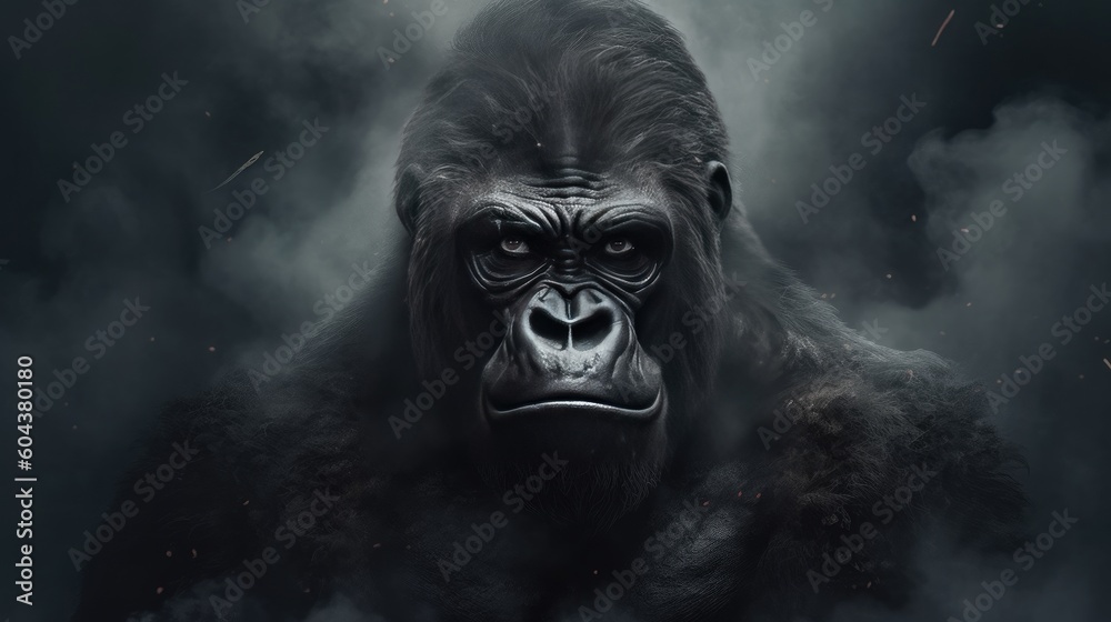Portrait of a gorilla. Generative AI - obrazy, fototapety, plakaty 