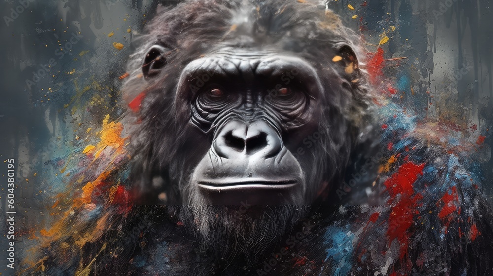 Portrait of a gorilla. Generative AI - obrazy, fototapety, plakaty 