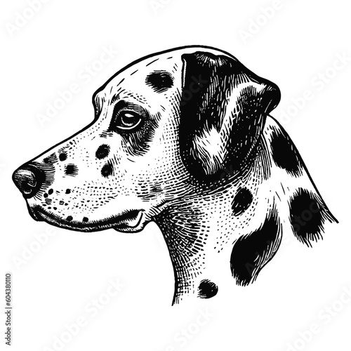 Dalmatian dog vector portrait sketch