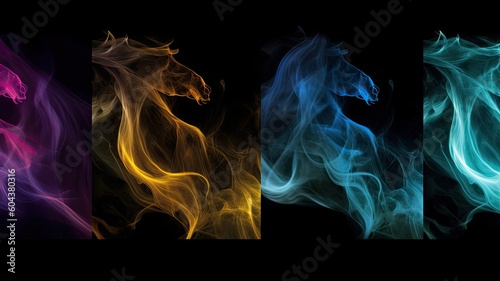 colored smoke motif animals