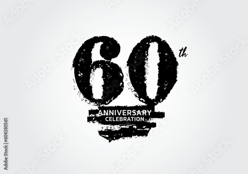 60 years anniversary celebration logotype black vector, 60th birthday logo, 60 number design, anniversary year banner, anniversary design elements for invitation card and poster. number design vector