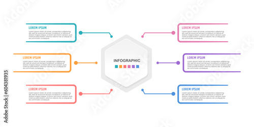 Infographic 6 options for business. Infographic organization. Vector illustration.