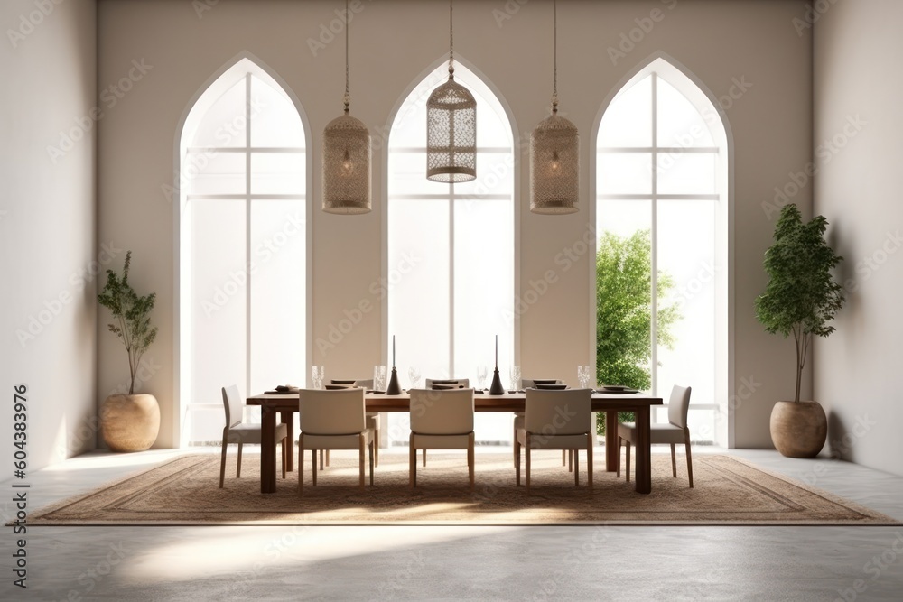 Fototapeta premium minimalist dining room arabian style lighting