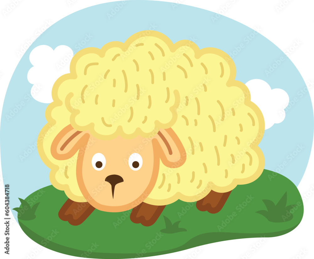 cute cartoon sheep character on white background illustration cute cartoon sheep character on white background illustration