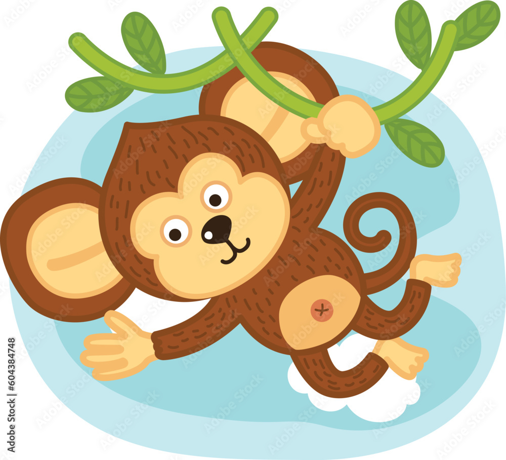 cute cartoon monkey character on white background illustration cute cartoon monkey character on white background illustration