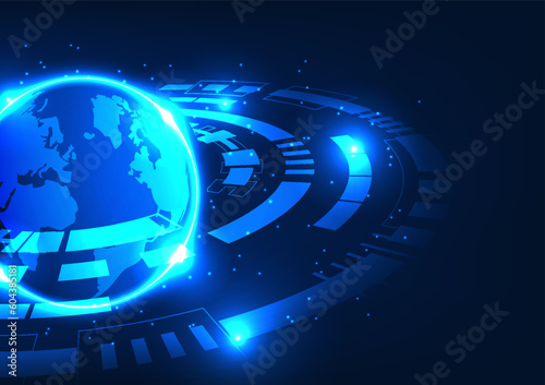 Earth technology background The technology invented by humans is a communication system. internet system that comes to help do international business and storage technology within the network