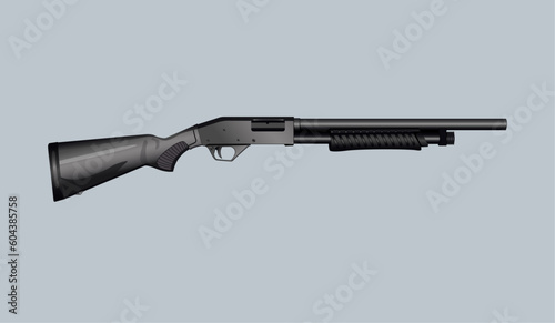 Pump action shotgun Vector illustration. Editable and scalable vector file.