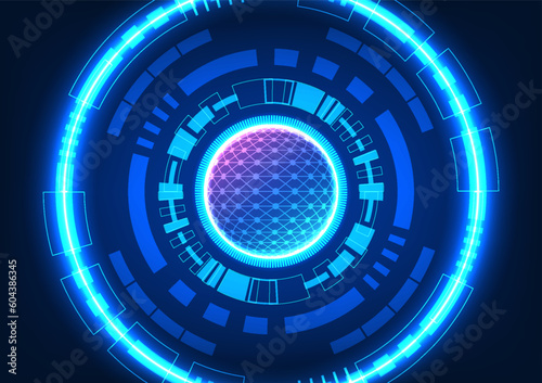 Technology circle background There is a processor circle within the technology It acts like a brain that receives information and converts it. A modern technology that helps businesses and people grow