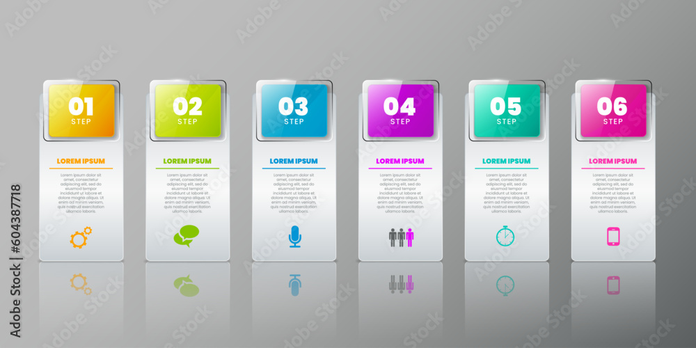 Infograph steps. Business diagram. Flowchart of process. 6 graph ...
