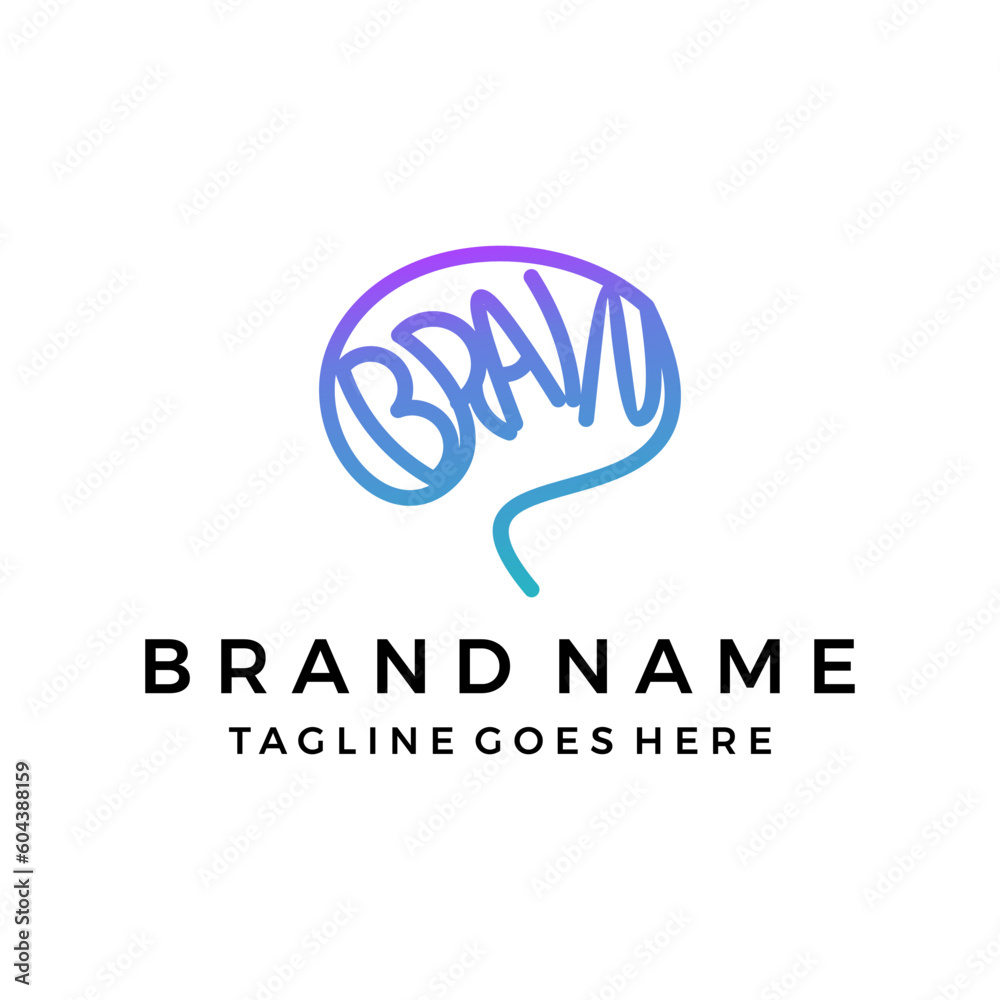 Monoline brain logo design element Monoline brain logo design element
