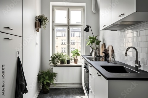 tiny minimalist kitchen stove with sink small appartement photo