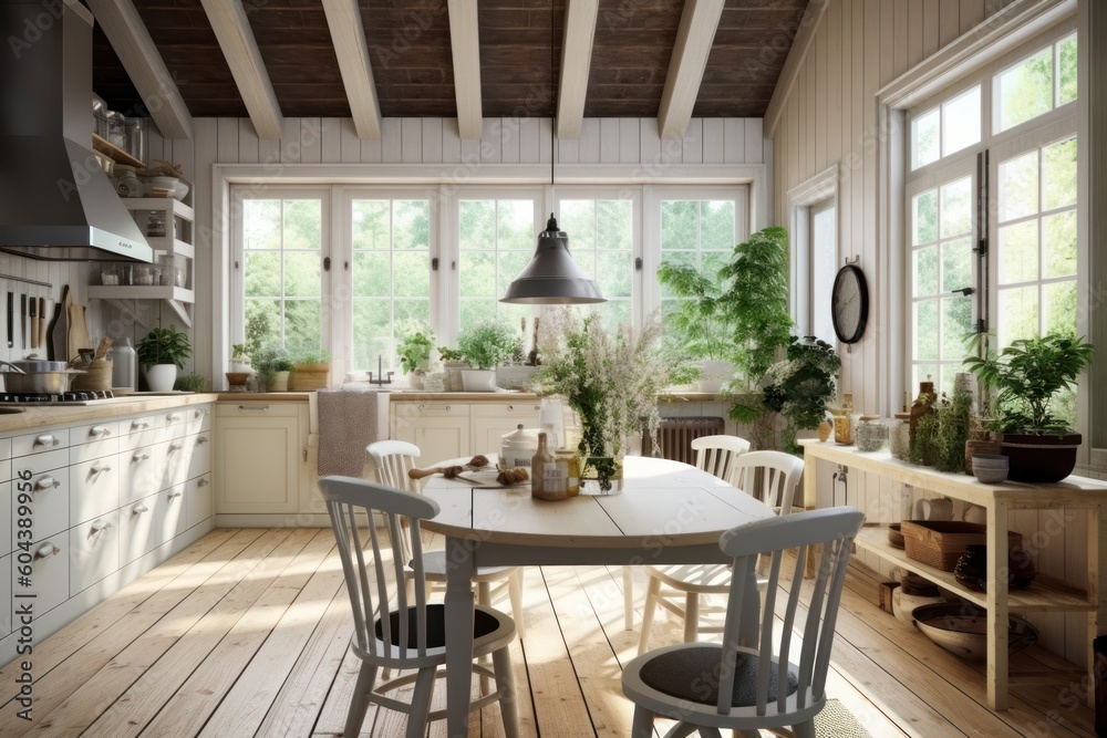 traditional scandinavian kitchen and dining table