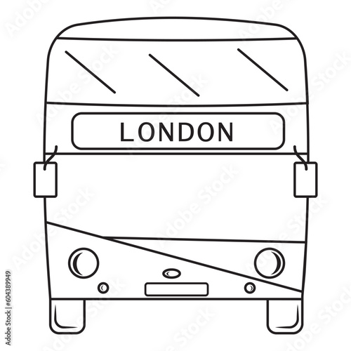 Double-decker London bus city transport double decker sightseeing contour outline line icon black color vector illustration image thin flat style