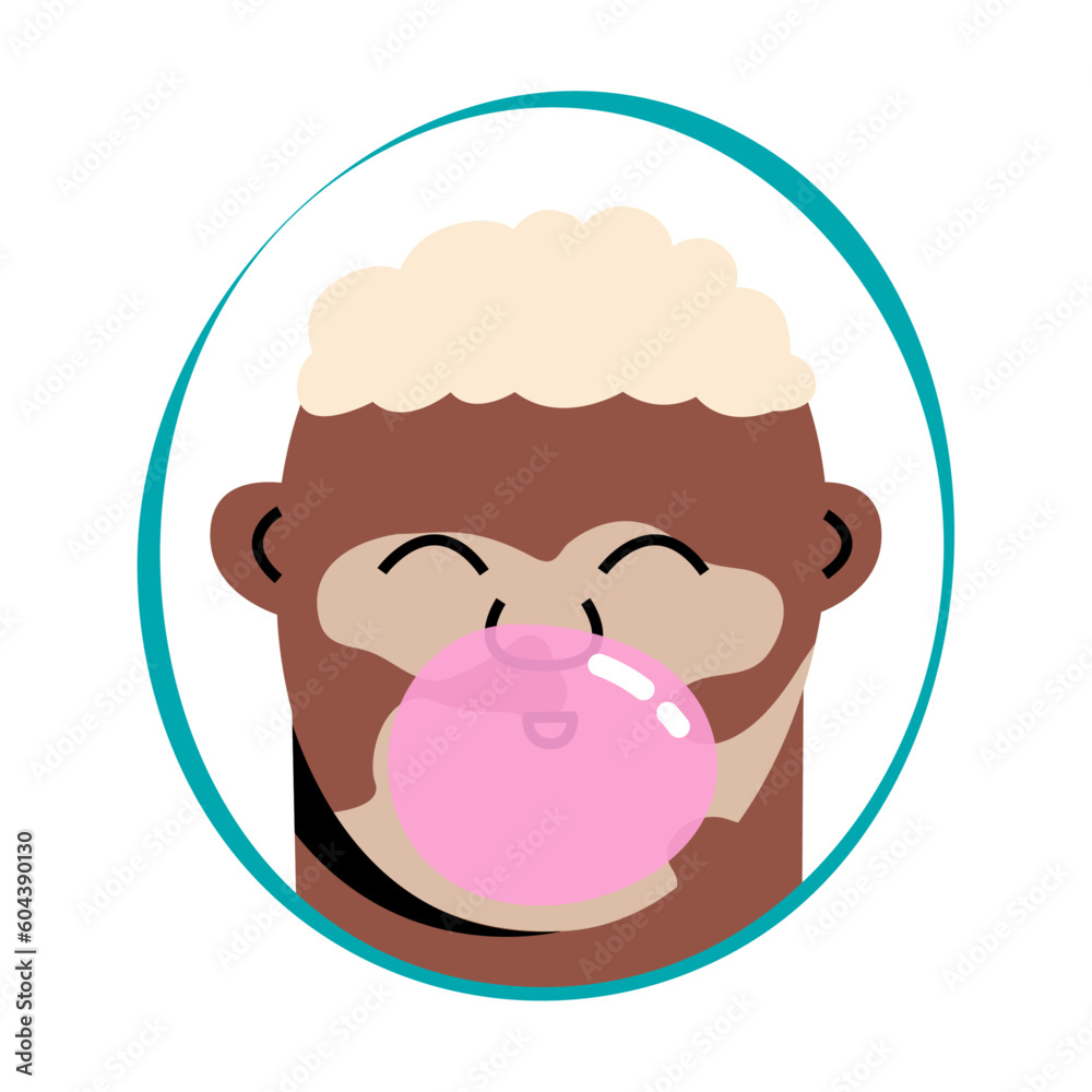 Portrait of boy with bubble gum. Cute character isolated on white background. The concept of Vitiligo. Social network avatar template. Vector illustration. Portrait of boy with bubble gum. Cute character isolated on white background. The concept of Vitiligo. Social network avatar template. Vector illustration.