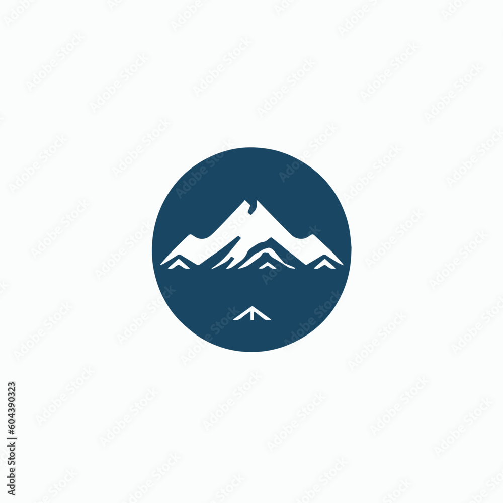 Illustration design of an ice mountain logo, blue color