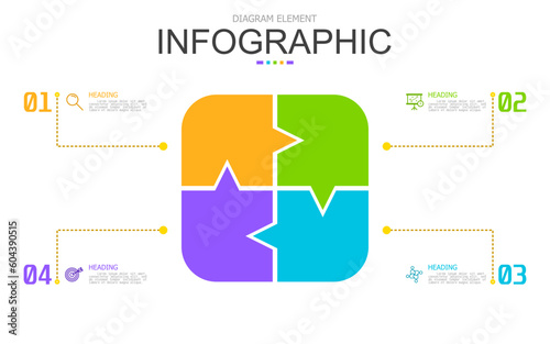 vector infographic puzzle square chart template block. used for process diagram, presentation, working flow, information layout, banner, chart, and graph.