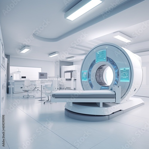 Medical CT or MRI Scan,Tomography cancer treatment machine in hospital,Medicine device,AI generated.