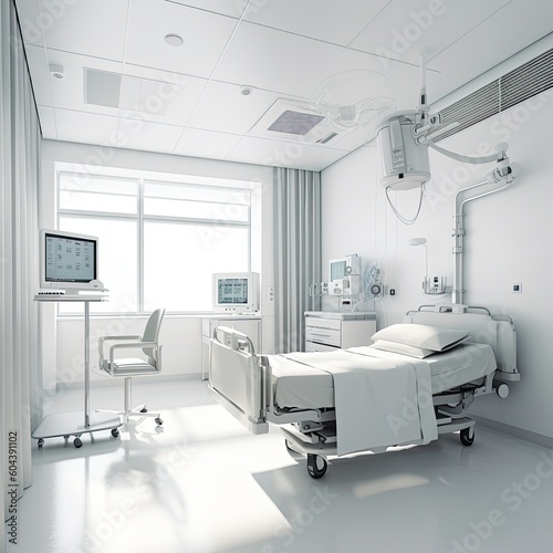 Hospital recovery room with beds,Modern luxury hospital room,AI generated. © visoot
