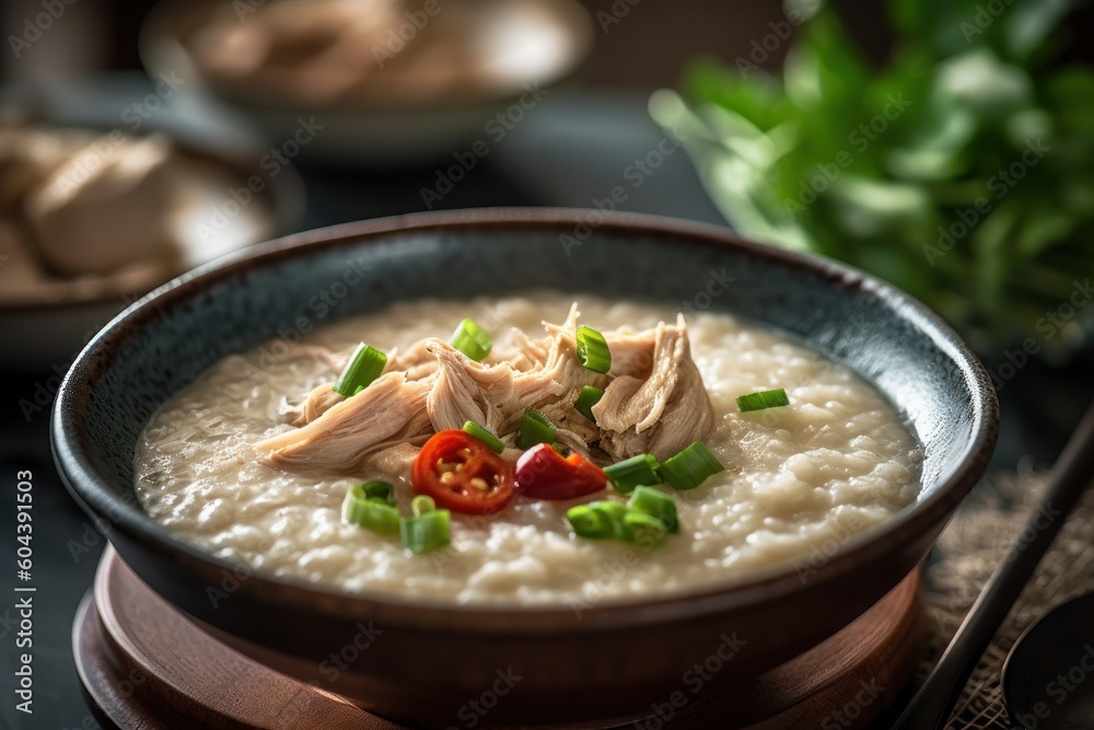 chicken congee Cinematic Editorial Food Photography