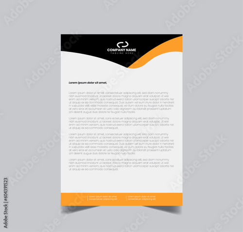 corporate modern letterhead design template, black and yellow Business letterhead design.