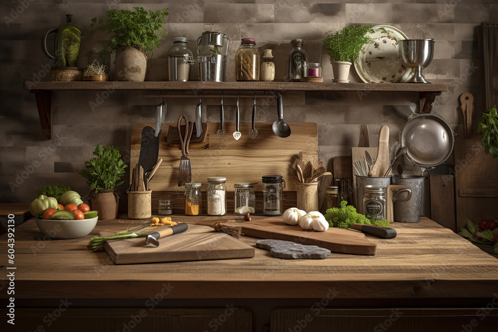 kitchen with cutting board and knives, herbs, spices, freshness, nutritious and flavorful ingredients, food preparation, chef, cook, kitchen with cutting board and knives, herbs, spices, freshness, nutritious and flavorful ingredients, food preparation, chef, cook,