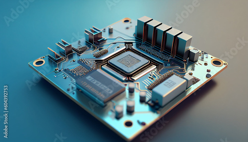 Canvas Print Future circuit board quantum computer chip technology