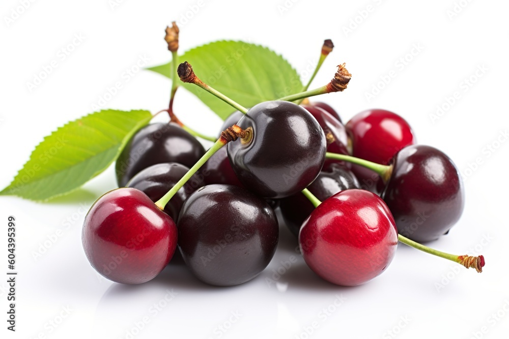 Cherry berry isolated on white background generated by AI Cherry berry isolated on white background generated by AI