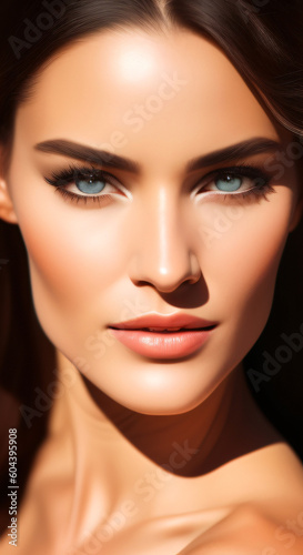 A beautiful woman with blue eyes. Generative ai