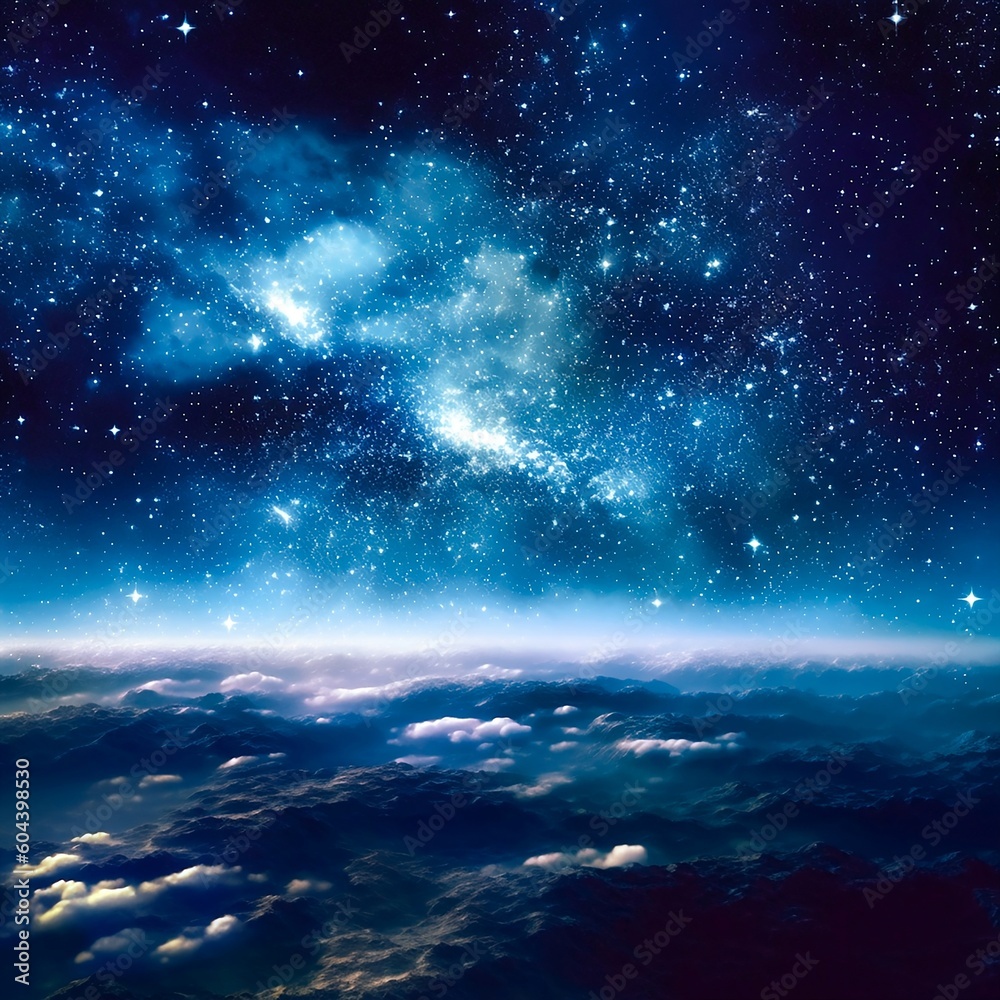 Night sky landscape with Milky Way, made with artificial intelligence