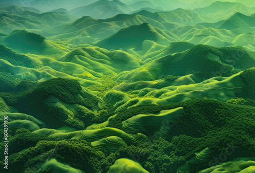 Abstract mountain valley with trees, ai generated artwork © Stefan